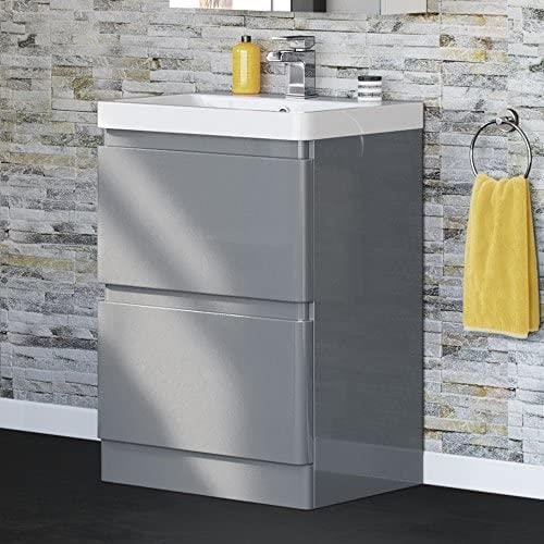 iBathUK Furniture > Vanity Units 600mm Grey Free Standing iBathUK Vanity Basin Sink Unit Furniture
