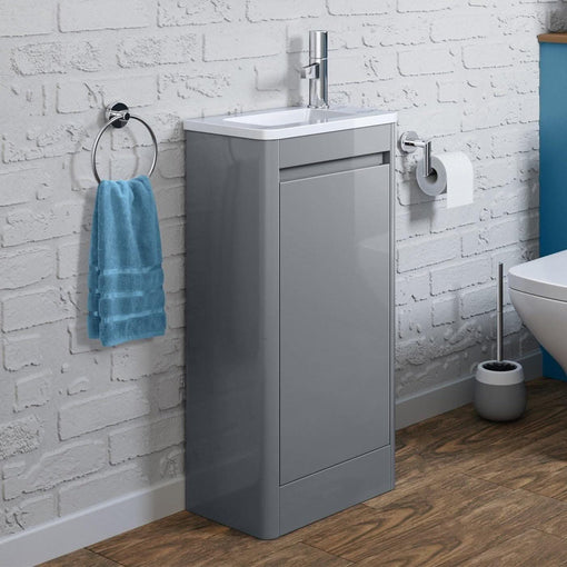 iBathUK Furniture > Vanity Units Grey RH iBathUK Vanity Unit Basin Sink Floor Standing Cloakroom RH LH Storage Unit Grey White
