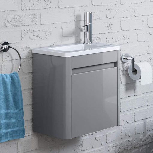 iBathUK Furniture > Vanity Units Grey RH iBathUK Vanity Unit Basin Sink Wall Hung Cloakroom RH LH Storage Unit Grey White