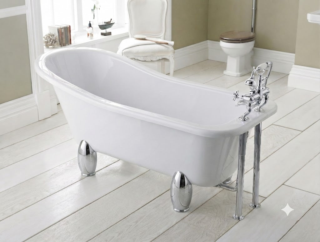 Horizon Freestanding Slipper Bath With Legs - White