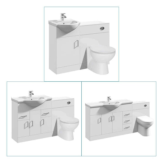 VeeBath Furniture > Combination Vanity Units Linx White MDF Bathroom Combination Set with Basin