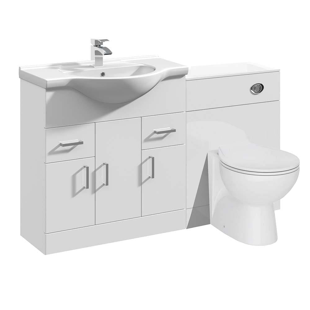 VeeBath Furniture > Combination Vanity Units 1250mm Linx White MDF Bathroom Combination Set with Basin