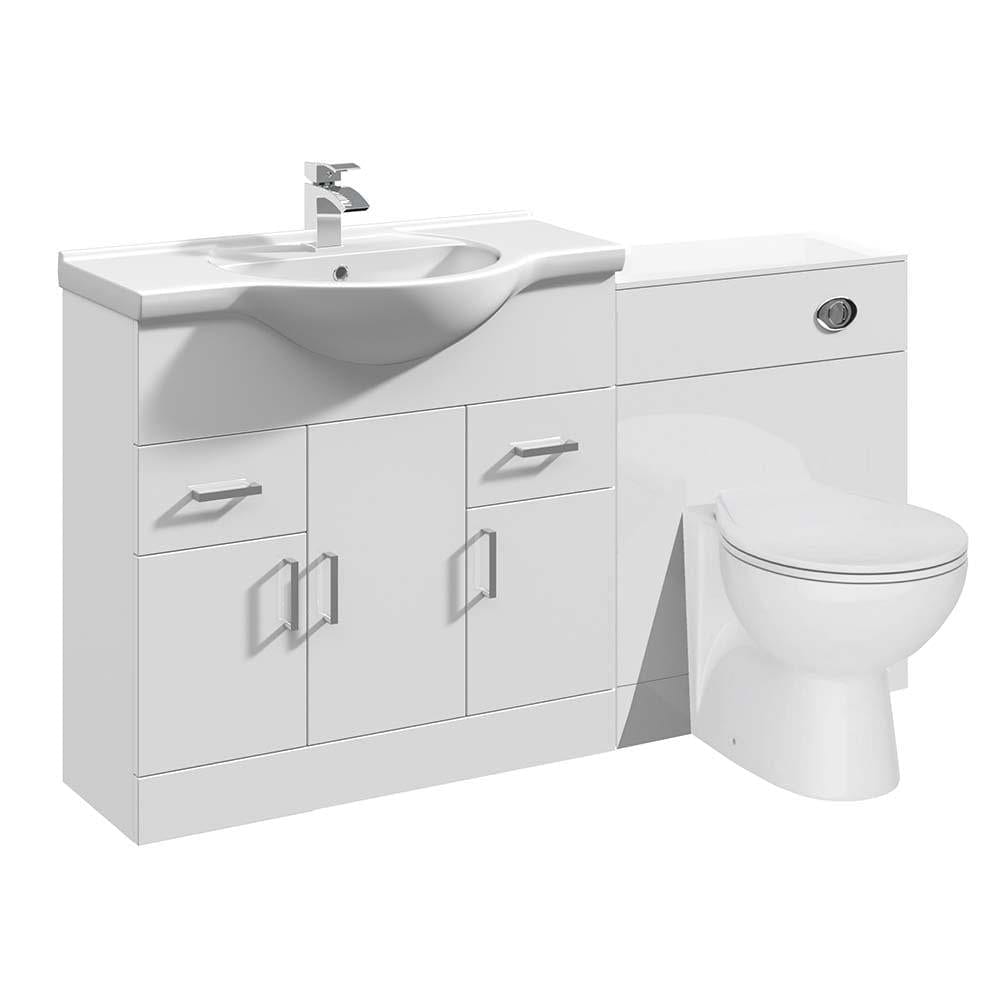 VeeBath Furniture > Combination Vanity Units 1350mm Linx White MDF Bathroom Combination Set with Basin