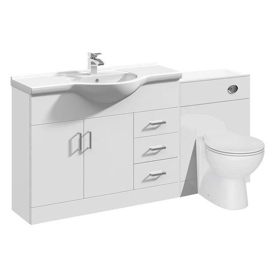 VeeBath Furniture > Combination Vanity Units 1550mm Linx White MDF Bathroom Combination Set with Basin