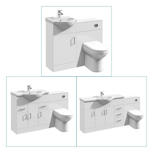 VeeBath Furniture > Combination Vanity Units Linx White MDF Bathroom Vanity Unit Set with Toilet Pan