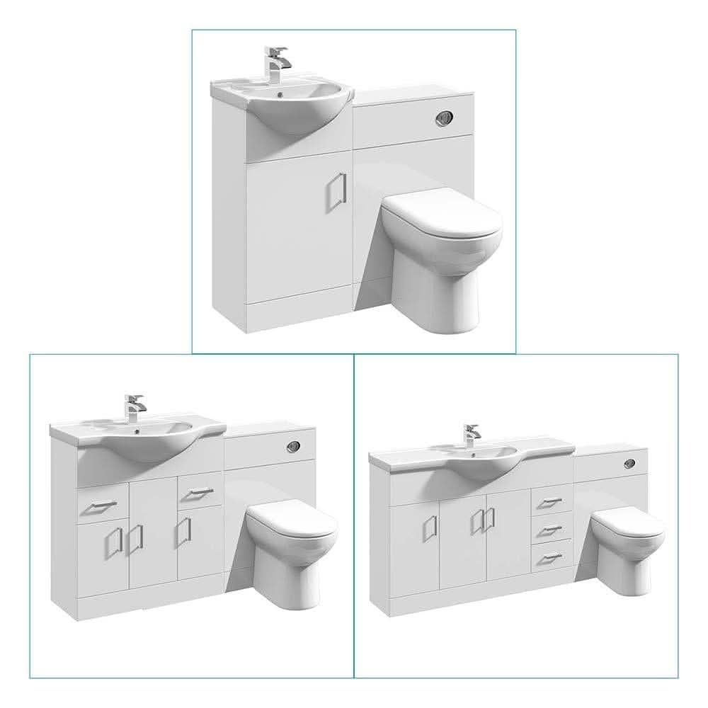 Linx White MDF Bathroom Vanity Unit Set with Toilet Pan | Bathroom4less