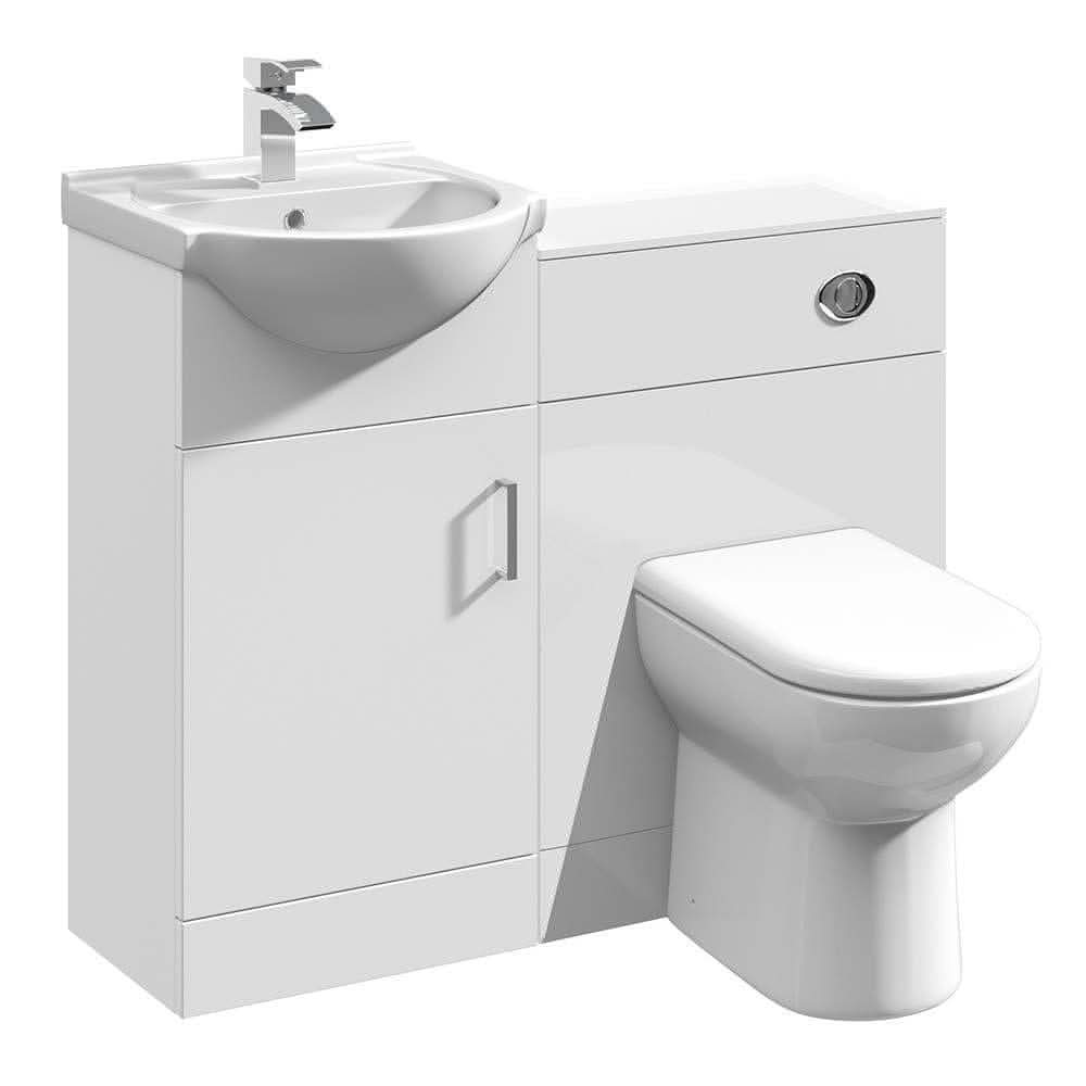 Linx White MDF Bathroom Vanity Unit Set with Toilet Pan Bathroom4less
