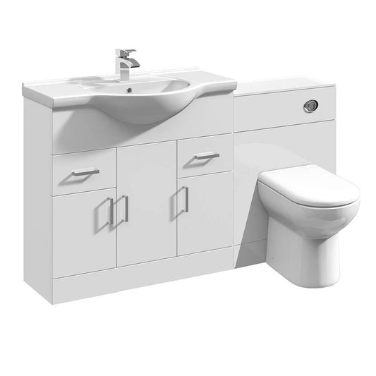 VeeBath Furniture > Combination Vanity Units 1350mm Linx White MDF Bathroom Vanity Unit Set with Toilet Pan
