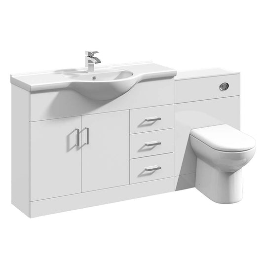 VeeBath Furniture > Combination Vanity Units 1550mm Linx White MDF Bathroom Vanity Unit Set with Toilet Pan