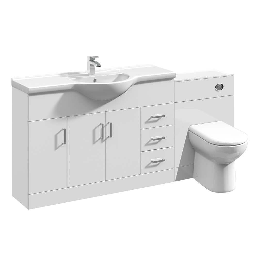 Linx White MDF Bathroom Vanity Unit Set with Toilet Pan Bathroom4less