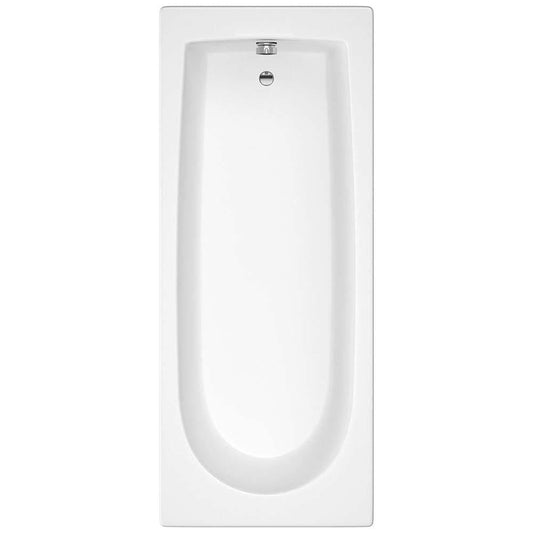 VeeBath Baths > Straight Baths 1700 x 700mm Modern Bathroom Bathtub Single Ended Curved Acrylic White Gloss Adjustable Feet