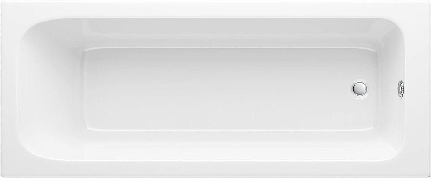 Modern Bathroom Bathtub Straight Single Ended Straight Bath White Glos