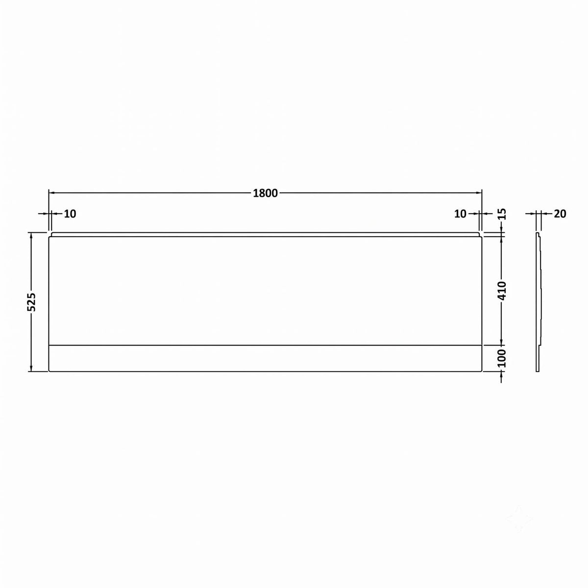Cove Acrylic Straight Front Bath Panel - European White