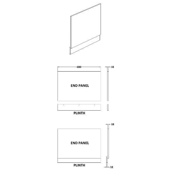 Nuie Bath Panels,Nuie,Bath Accessories Nuie 700mm Straight Shower Bath End Panel With Plinth