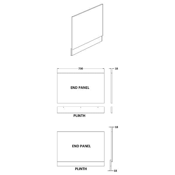 Nuie Bath Panels,Nuie,Bath Accessories Nuie 750mm Straight Shower Bath End Panel With Plinth