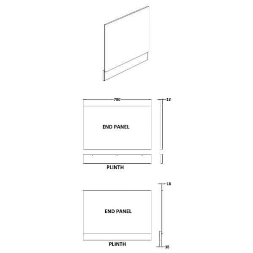 Nuie Bath Panels,Nuie,Bath Accessories Nuie 800mm Straight Shower Bath End Panel With Plinth