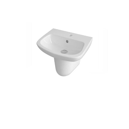 Nuie Semi Pedestal Basins,Modern Basins Nuie Ambrose 450mm Basin With Semi Pedestal - 1 TH - White