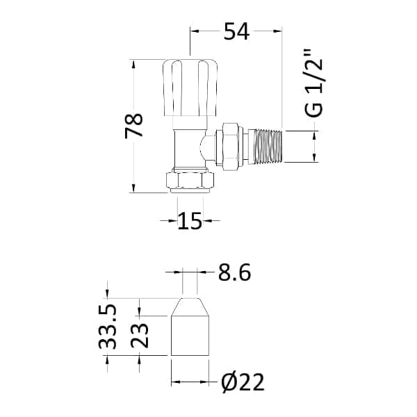 Nuie Manual Radiator Valves Nuie Angled Radiator Valves Pair - Chrome