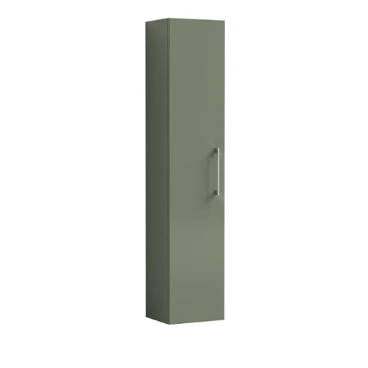 Nuie Tall Storage Units,Modern Storage Units Satin Green Nuie Arno 1 Door Wall Hung Tall Storage Unit 300mm Wide