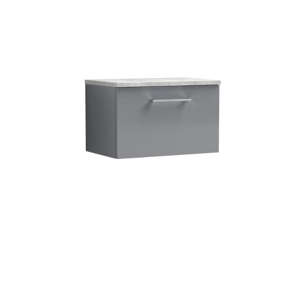 Nuie Wall Hung Vanity Units,Modern Vanity Units,Basins With Wall Hung Vanity Units,Nuie Cloud Grey / Bellato Grey Worktop Nuie Arno 1 Drawer Wall Hung Vanity Unit 600mm Wide