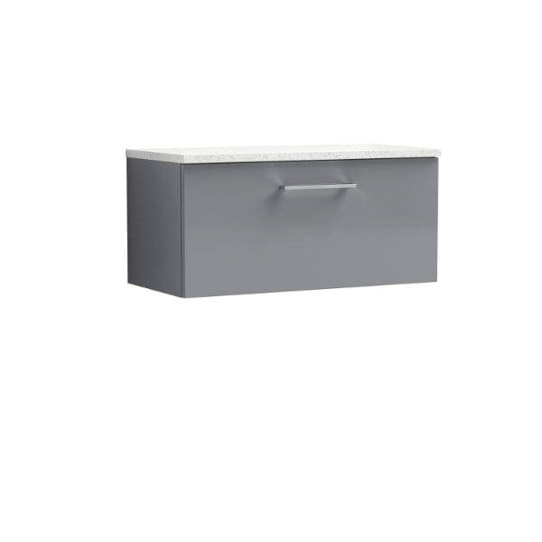 Nuie Wall Hung Vanity Units,Modern Vanity Units,Basins With Wall Hung Vanity Units,Nuie Cloud Grey / Sparkling White Worktop Nuie Arno 1 Drawer Wall Hung Vanity Unit 800mm Wide