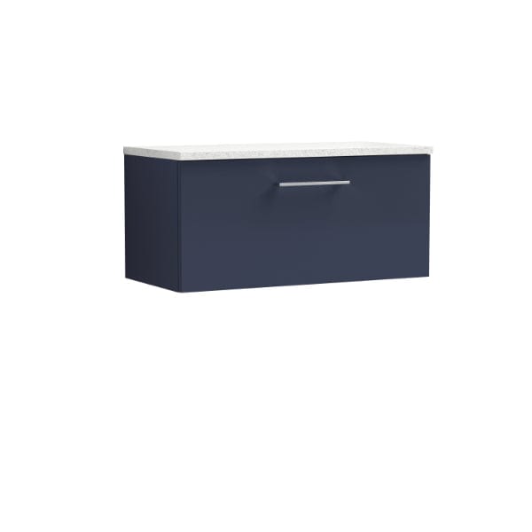Nuie Wall Hung Vanity Units,Modern Vanity Units,Basins With Wall Hung Vanity Units,Nuie Electric Blue / Sparkling White Worktop Nuie Arno 1 Drawer Wall Hung Vanity Unit 800mm Wide