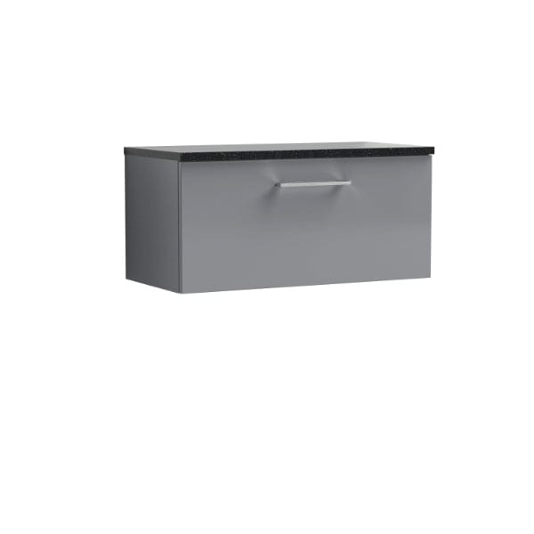 Nuie Wall Hung Vanity Units,Modern Vanity Units,Basins With Wall Hung Vanity Units,Nuie Cloud Grey / Sparkling Black Worktop Nuie Arno 1 Drawer Wall Hung Vanity Unit 800mm Wide