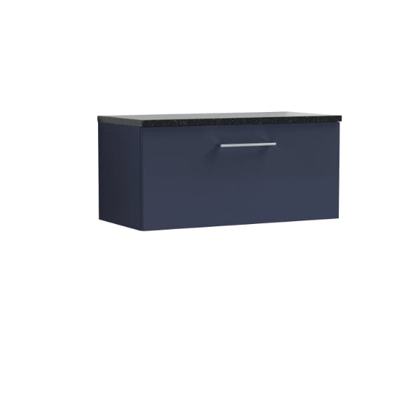 Nuie Wall Hung Vanity Units,Modern Vanity Units,Basins With Wall Hung Vanity Units,Nuie Electric Blue / Sparkling Black Worktop Nuie Arno 1 Drawer Wall Hung Vanity Unit 800mm Wide