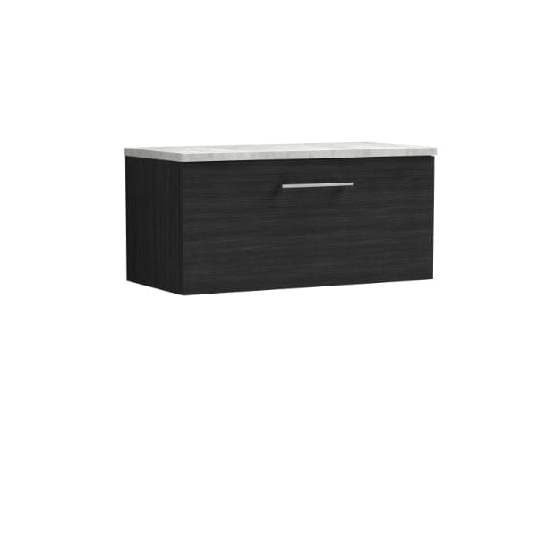 Nuie Wall Hung Vanity Units,Modern Vanity Units,Basins With Wall Hung Vanity Units,Nuie Charcoal Black / Bellato Grey Worktop Nuie Arno 1 Drawer Wall Hung Vanity Unit 800mm Wide