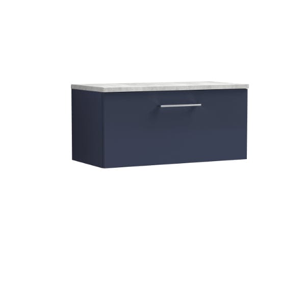 Nuie Wall Hung Vanity Units,Modern Vanity Units,Basins With Wall Hung Vanity Units,Nuie Electric Blue / Bellato Grey Worktop Nuie Arno 1 Drawer Wall Hung Vanity Unit 800mm Wide