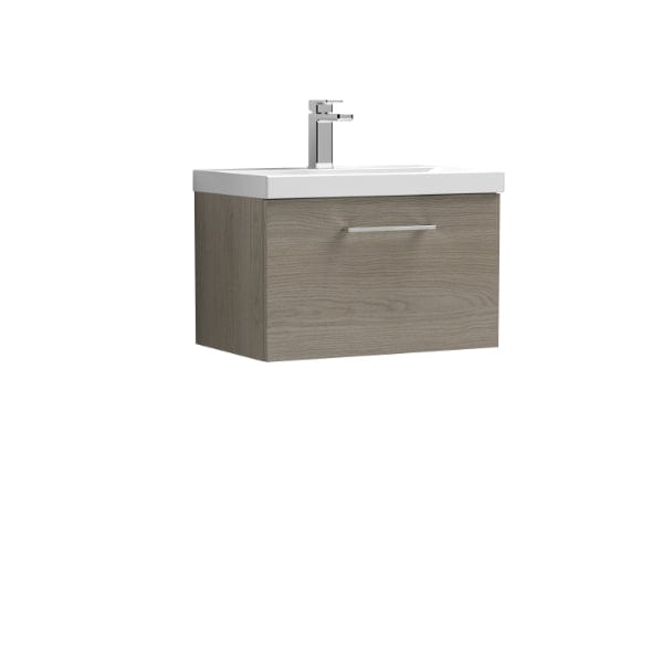 Nuie Wall Hung Vanity Units,Modern Vanity Units,Basins With Wall Hung Vanity Units,Nuie Solace Oak Nuie Arno 1 Drawer Wall Hung Vanity Unit With Basin-1 600mm Wide