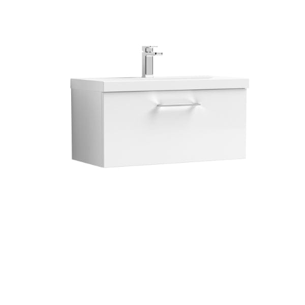 Nuie Wall Hung Vanity Units,Modern Vanity Units,Basins With Wall Hung Vanity Units,Nuie Gloss White Nuie Arno 1 Drawer Wall Hung Vanity Unit With Basin-1 800mm Wide