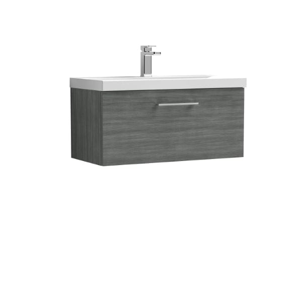 Nuie Wall Hung Vanity Units,Modern Vanity Units,Basins With Wall Hung Vanity Units,Nuie Anthracite Nuie Arno 1 Drawer Wall Hung Vanity Unit With Basin-1 800mm Wide
