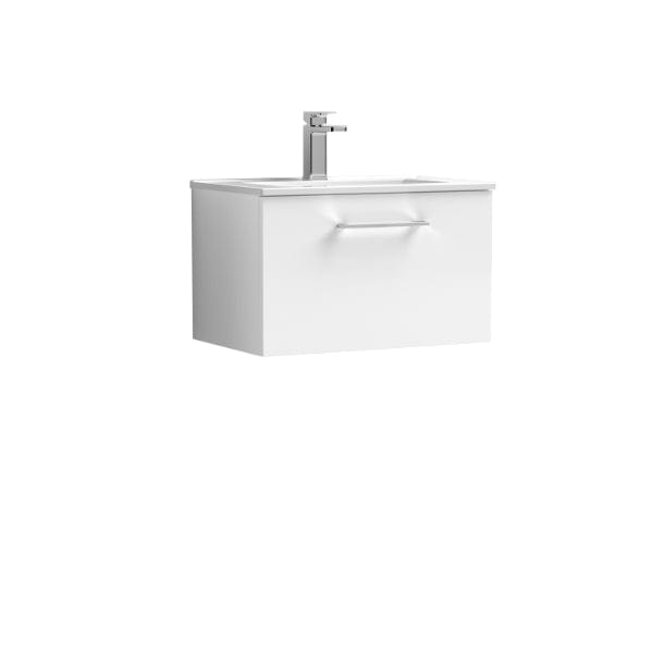 Nuie Wall Hung Vanity Units,Modern Vanity Units,Basins With Wall Hung Vanity Units,Nuie Gloss White Nuie Arno 1 Drawer Wall Hung Vanity Unit With Basin-2 600mm Wide