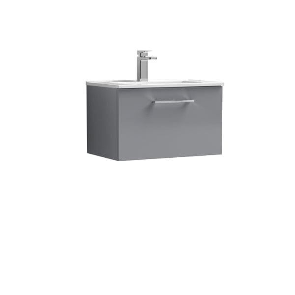 Nuie Wall Hung Vanity Units,Modern Vanity Units,Basins With Wall Hung Vanity Units,Nuie Cloud Grey Nuie Arno 1 Drawer Wall Hung Vanity Unit With Basin-2 600mm Wide