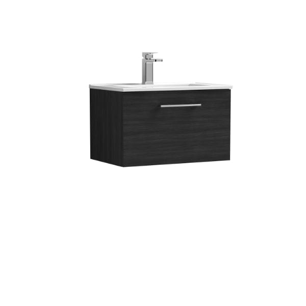 Nuie Wall Hung Vanity Units,Modern Vanity Units,Basins With Wall Hung Vanity Units,Nuie Charcoal Black Nuie Arno 1 Drawer Wall Hung Vanity Unit With Basin-2 600mm Wide