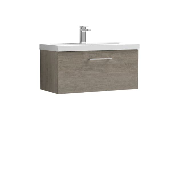 Nuie Wall Hung Vanity Units,Modern Vanity Units,Basins With Wall Hung Vanity Units,Nuie Solace Oak Nuie Arno 1 Drawer Wall Hung Vanity Unit With Basin-2 800mm Wide