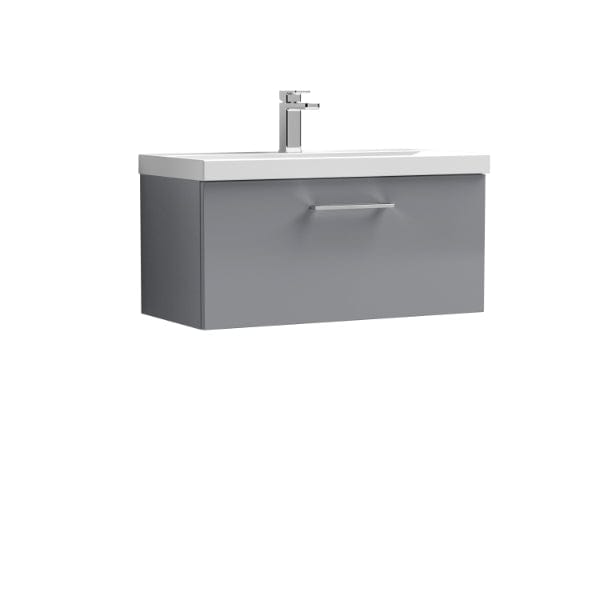 Nuie Wall Hung Vanity Units,Modern Vanity Units,Basins With Wall Hung Vanity Units,Nuie Cloud Grey Nuie Arno 1 Drawer Wall Hung Vanity Unit With Basin-3 800mm Wide