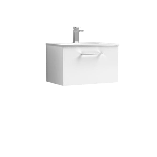 Nuie Wall Hung Vanity Units,Modern Vanity Units,Basins With Wall Hung Vanity Units,Nuie Gloss White Nuie Arno 1 Drawer Wall Hung Vanity Unit With Basin-4 600mm Wide