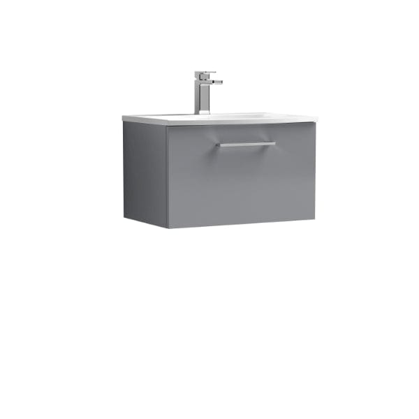 Nuie Wall Hung Vanity Units,Modern Vanity Units,Basins With Wall Hung Vanity Units,Nuie Cloud Grey Nuie Arno 1 Drawer Wall Hung Vanity Unit With Basin-4 600mm Wide