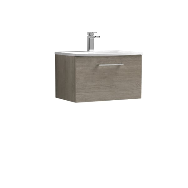 Nuie Wall Hung Vanity Units,Modern Vanity Units,Basins With Wall Hung Vanity Units,Nuie Solace Oak Nuie Arno 1 Drawer Wall Hung Vanity Unit With Basin-4 600mm Wide