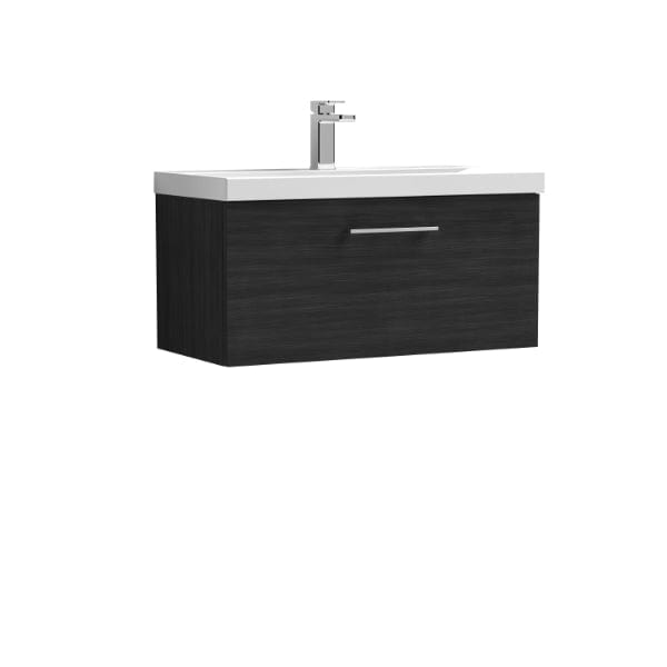Nuie Wall Hung Vanity Units,Modern Vanity Units,Basins With Wall Hung Vanity Units,Nuie Charcoal Black Nuie Arno 1 Drawer Wall Hung Vanity Unit With Basin-4 800mm Wide