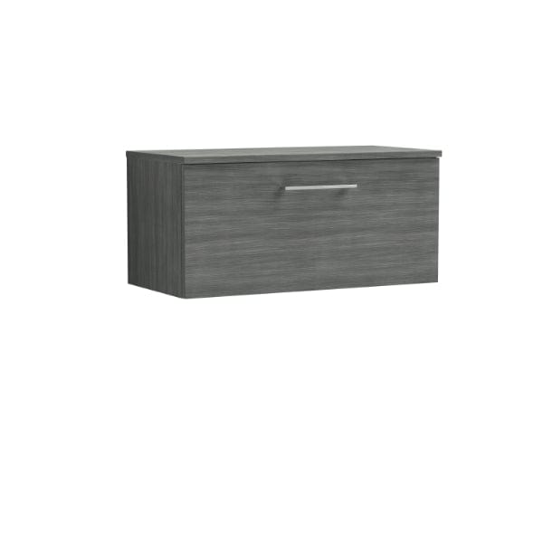 Nuie Wall Hung Vanity Units,Modern Vanity Units,Basins With Wall Hung Vanity Units,Nuie Anthracite Nuie Arno 1 Drawer Wall Hung Vanity Unit With Worktop 800mm Wide