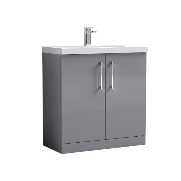 Nuie Floor Standing Vanity Units,Modern Vanity Units,Basins With Floor Standing Vanity Units,Nuie Cloud Grey Nuie Arno 2 Door Floorstanding Vanity Unit With Basin-1 800mm Wide