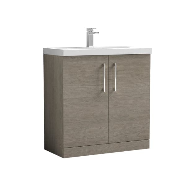 Nuie Floor Standing Vanity Units,Modern Vanity Units,Basins With Floor Standing Vanity Units,Nuie Solace Oak Nuie Arno 2 Door Floorstanding Vanity Unit With Basin-1 800mm Wide