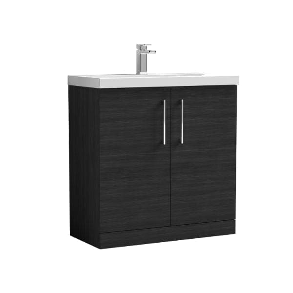 Nuie Floor Standing Vanity Units,Modern Vanity Units,Basins With Floor Standing Vanity Units,Nuie Charcoal Black Nuie Arno 2 Door Floorstanding Vanity Unit With Basin-1 800mm Wide