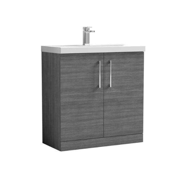 Nuie Floor Standing Vanity Units,Modern Vanity Units,Basins With Floor Standing Vanity Units,Nuie Anthracite Nuie Arno 2 Door Floorstanding Vanity Unit With Basin-1 800mm Wide