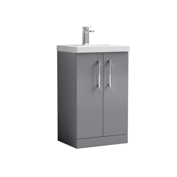 Nuie Floor Standing Vanity Units,Modern Vanity Units,Basins With Floor Standing Vanity Units,Nuie Cloud Grey Nuie Arno 2 Door Floorstanding Vanity Unit With Basin-2 500mm Wide