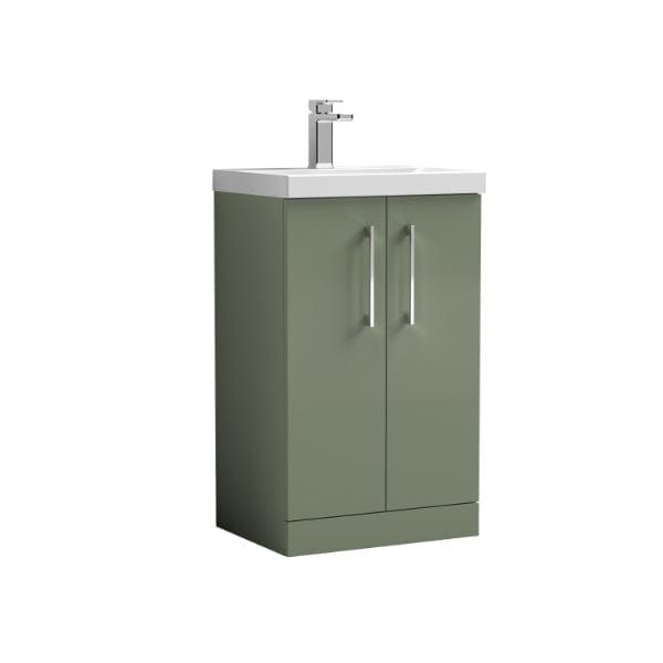 Nuie Floor Standing Vanity Units,Modern Vanity Units,Basins With Floor Standing Vanity Units,Nuie Satin Green Nuie Arno 2 Door Floorstanding Vanity Unit With Basin-2 500mm Wide