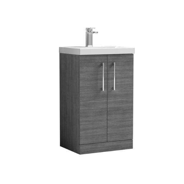 Nuie Floor Standing Vanity Units,Modern Vanity Units,Basins With Floor Standing Vanity Units,Nuie Anthracite Nuie Arno 2 Door Floorstanding Vanity Unit With Basin-2 500mm Wide